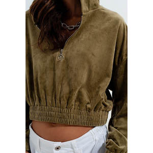 Sudadera con Capucha Verde con Cierre, Transpirable, Estilo Deportivo de Pana para la Temporada de Otoño - Product Image 2