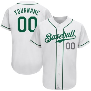 Baseball Uniform Industry Sportswear Custom White Kelly Green-<b>Light</b> Gray Authentic Baseball Jersey - Product Image 1