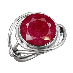 Meilleure qualité pierre précieuse Cabochon rouge rubis bague à la main 925 solide argent sterling rubis naturel estampillé à la main bague bijoux - Product Image 1