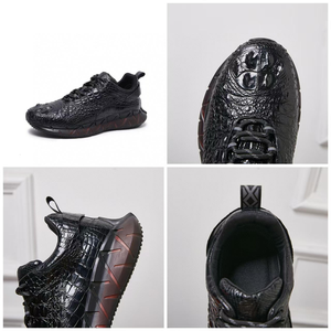 Scarpe da Uomo Nere in Pelle di Alligatore 100% Coccodrillo, Eleganti e Comode con Lacci - Product Image 3