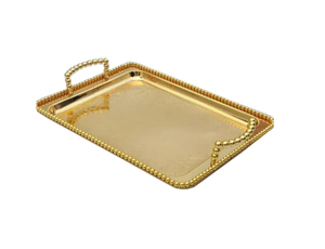 Standard Quality Rectangular Shape Wood <b>Tray</b> In <b>Black</b> Powder Coated Finishing With Handles For Tableware Decoration Accessory - Product Image 2