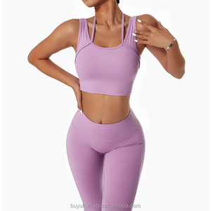 Conjunto de Yoga de 2 Piezas para Mujer, Ropa Deportiva Profesional de Secado Rápido y Transpirable, Diseño con Encaje Frontal - Product Image 2