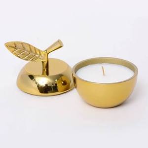 Portavelas de Aluminio con Acabado Dorado de Alta Calidad, Portavelas de Mesa con Forma de Manzana para Decoración del Hogar en Pascua - Product Image 1