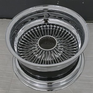 New 15-Inch 100 <strong>Spokes</strong> Reverse <strong>Spoke</strong> Straight Lace Wire <strong>Wheel</strong> 15x8J Chrome Steel Wire Rim Includes Caps and Adapters - Product Image 2