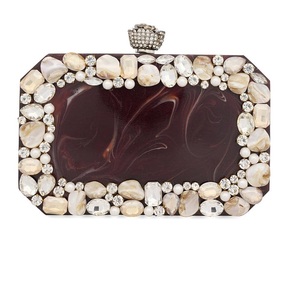 Vente en gros pochette en résine de style bohème sac à main de soirée en cristal de luxe décoration avec chaîne dispositif étanche pour femmes - Product Image 1