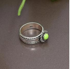 Gaspeite <b>Spinner</b> <b>Ring</b> for Women Handmade in 925 Sterling Silver Natural Green Gemstone <b>Ring</b> Unique Artisan Engagement <b>Ring</b> - Product Image 3