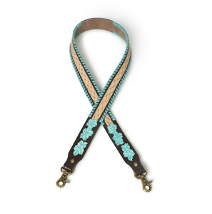 Real Cow Leather Antic Brass Hard Ware Leather Purses Straps Handles Leather Straps for Bag With Turquois <b>Braiding</b> - Product Image 1