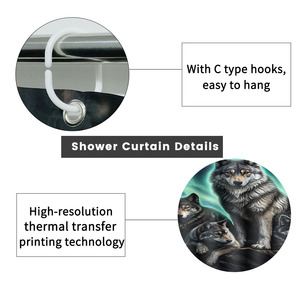 Custom Printed Waterproof Shower Shower <b>Curtain</b> for Bathroom Waterproof Polyester <b>with</b> <b>Hooks</b> - Product Image 2