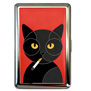 Boîte à cigarettes rectangulaire <span class=keywords><strong>vintage</strong></span> en métal avec <span class=keywords><strong>porte</strong></span>-briquet, fermeture à pression, étanche, anti-odeur, design rétro amusant, logo pour femmes et hommes - Product Image 6