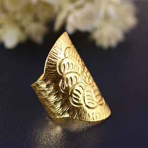 Ajustable Estilo Vintage Acero Inoxidable 18K Chapado en Oro Tallado Flor Diseño Anillos de Moda - Product Image 2