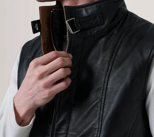 Veste en cuir pour homme confortable et professionnelle avec col montant, imperméable et respirante, logo frontal, service OEM, qualité supérieure - Product Image 6