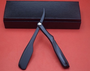 มีดโกนหนวดใบมีดสแตนเลสสีดำสำหรับผู้ชายมีดโกนหนวดแบบครึ่งใบมีดแบบมีขอบเดียวโลโก้ออกแบบได้ตามต้องการ - Product Image 4