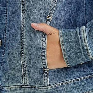 Veste en jean en toile bleue classique pour femme avec bouton sur le devant Vêtements d'extérieur décontractés à capuche pour toutes les saisons pour l'hiver - Product Image 5