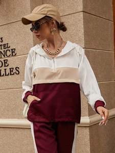 Últimos diseños de las mujeres Sudadera con capucha larga Chándal Color sólido Conjunto de dos piezas Tops bordados de invierno Precio al por mayor - Product Image 4