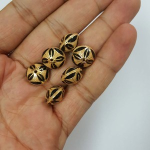 ลูกปัด meena Ball 13มม. สีทองลูกพีช | ลูกปัดทรงกลมทำด้วยมือลูกปัดทองเหลืองชุบทองสำหรับทำเครื่องประดับ - Product Image 2