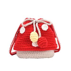 Bolso cruzado de ganchillo 2025: Novedoso y adorable bolso de punto con diseño de hongo grande, de algodón, producto terminado, transfronterizo. - Product Image 5