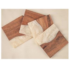 Elegant Bone Inlay Coasters <b>Set</b> of 4 Durable Resin Mats for Dining Table <b>Watch</b> Box or Gift Box Packaging for Home & Hotel Usage - Product Image 3