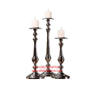 Chaud brillant argent plaqué aluminium bougeoir ensemble élégant à la main T lumière bougeoir luxe noël église décoration - Product Image 3