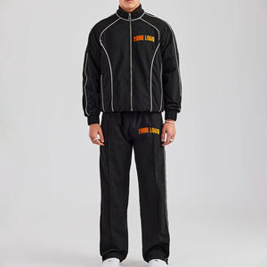 Ensembles de survêtements coupe-vent pour hommes avec logo personnalisé Fermeture à cordon en nylon et polyester léger Activités de plein air décontractées grande taille - Product Image 1