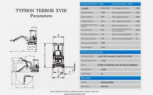 Miniexcavadora TYPHON Terror XVIII de 4,000 lbs, la más vendida, con certificación EPA, motor Kubota D902, en oferta. |   La entrega es a nivel mundial - Product Image 4