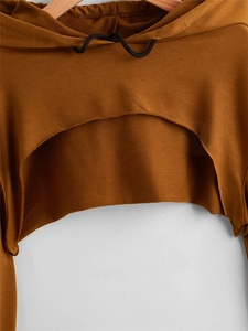 Sweat-shirt à capuche à cordon de serrage pour femme, uni, hiver, automne, logo sur le devant, débardeur, sport, gym, entraînement, manches longues - Product Image 6