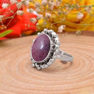 Anillo DE BODA indio para niñas, anillo de piedras preciosas, Plata de Ley 925, lujosa piedra preciosa rodonita, anillo hecho a mano, joyería de sello 925 - Product Image 2