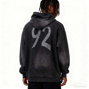 Sudadera con Capucha Personalizada OEM para Hombre, 100% Algodón, Felpa Francesa, Invierno, Gruesa, Estilo Desgastado, Efecto Desteñido por el Sol, Estilo Urbano - Product Image 6