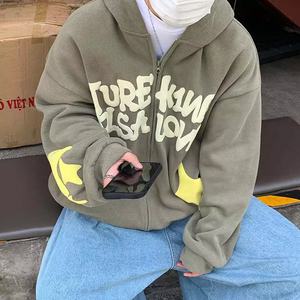 Sudadera con capucha y cremallera polar de algodón pesado de alta calidad con estampado 3D personalizado ropa informal forrada diseño precio al por mayor para adultos - Product Image 3