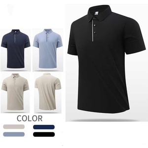 Polo chemise Senior sens hommes affaires sans couture glace soie T-shirt hommes revers haut ample mode manches courtes Fitness - Product Image 1