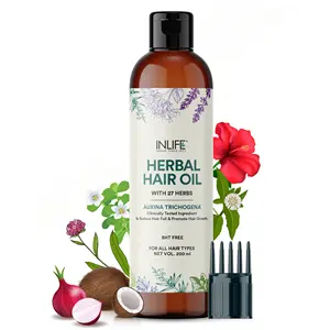 Buy Best Quality Herbal Hair Oil including 27 herbs and auxina trichogena -GMP Certified Manufacturing Facility