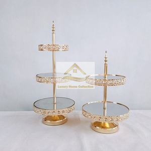 แท่นวางเค้กโลหะแก้ว3ชั้นสุดหรูพร้อมดีไซน์สุดหรูตัดขอบเครื่องมือทำเค้กออกใหม่ล่าสุด - Product Image 2