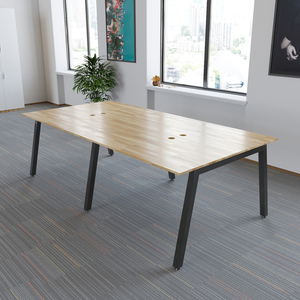 Mesa de Madera de Caucho para 4 Personas con Patas Cuadradas de Hierro de 50 mm, Diseño Minimalista, Requiere Ensamblaje (BNV68063) - Product Image 3