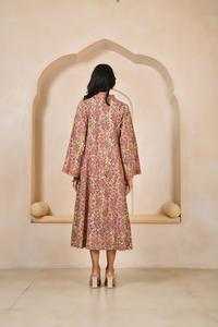 Robe midi en coton imprimé à la main pour femmes, robe à manches longues, étiquette de marque personnalisée, fournisseur d'usine, fabricant en gros OEM - Product Image 2