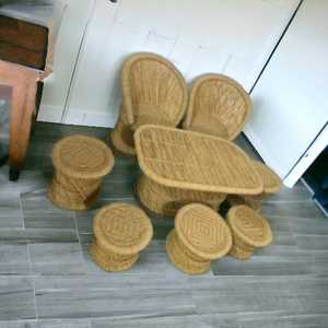 ชุดเก้าอี้หวายไม้ไผ่ธรรมชาติแบบสานเป็นมิตรต่อสิ่งแวดล้อมชุดโต๊ะในร่มกลางแจ้งร้านอาหารเฟอร์นิเจอร์สำหรับใช้ในโรงแรม - Product Image 3