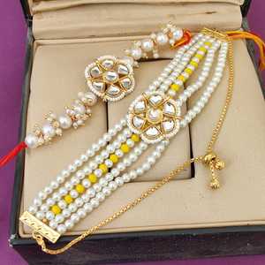 Haute qualité Bhaiya Bhabhi Rakhi Combo indien Kundan perle Rakhi Combo livraison gratuite Rakhi pour frère et soeur Rakshabandhan - Product Image 5
