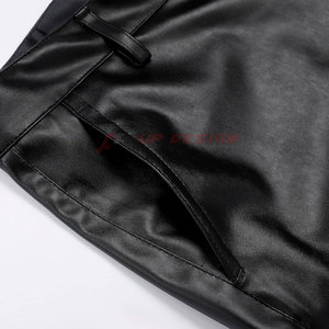 Shorts en cuir décontractés pour hommes, motif uni, respirants, écologiques, imperméables, anti-plis, taille élastique de haute qualité - Product Image 5