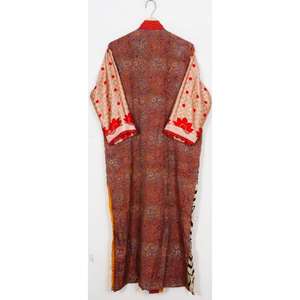 Robe de nuit longue en soie recyclée indienne pour femmes Kimono élégant Vintage Patchwork Design respirant avant vacances luxe - Product Image 3