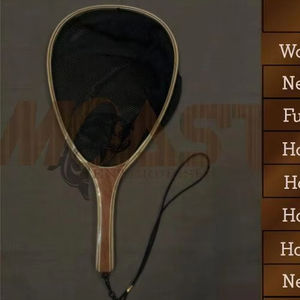 Filet d'atterrissage de pêche à la mouche en plein air Filet à truite Cadre en bois avec filet en caoutchouc Filet coulé à la main Thor Filet de pêche à la truite - Product Image 1