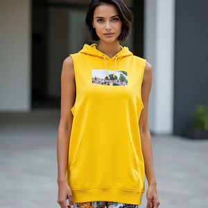 Entrenamiento Correr Fitness Singlet Recortado Sin mangas Sudadera con capucha Cordón alto Sin mangas Sublimación Sudadera con capucha Señoras - Product Image 2