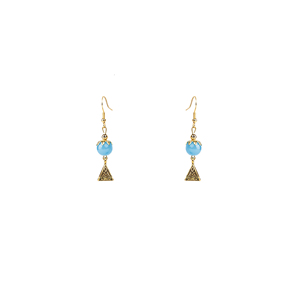 Bijoux vintage bleu ciel oxydé avec motif soleil rond doré pour les occasions festives, principalement en alliage - Product Image 3