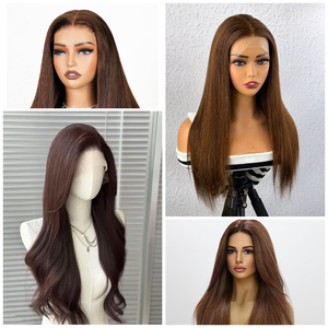 Peluca de encaje suizo Cabello humano Remy Premium en color marrón natural para un aspecto suave y natural - Product Image 1