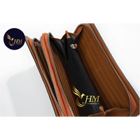 Dompet Pria Hien Minh Vintage Modis, Tempat Kartu Kredit Kulit PU, Dompet Lipat Resleting Anti Maling, Tas Clutch Panjang