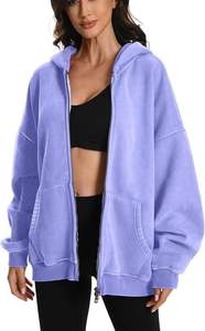 Sweat à capuche double fermeture éclair Oversized Acid Wash Heavyweight Fleece Cotton Zipper Hoodie Vintage - Product Image 5