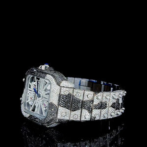 Reloj de Pulsera para Hombre con Diamantes de Moissanita Blancos y Negros, Totalmente Engastado, Movimiento Mecánico Automático para Proveedores Indios - Product Image 2