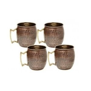 Pur Cuivre Moscou Mule Grand Gobelet Double Tasse Ensemble Brun Martelé Style Avec Verre À Liqueur Pour Bar Restaurant Hôtel Utilisation - Product Image 6