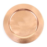 Plaque de chargeur en alliage d'aluminium au design moderne Finition antique et vaisselle design galvanisée Forme ronde Finition plaquée cuivre
