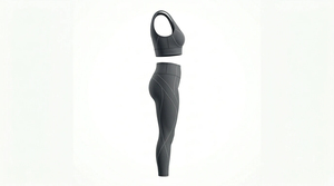Custom Logo Solid Halter Strap V-Neck Plus Size <b>Women's</b> Yoga Sets High Elastic Waist Anti-static 2-Piece Set In-Stock - Product Image 2