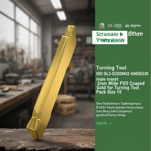 Inserto Indexable ISO GL2-D200M02-GMG8330 de 2 mm de Ancho con Recubrimiento PVD Dorado para Herramienta de Torneado, Paquete de 10 - Product Image 3
