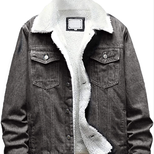 Chaqueta vaquera con forro de Sherpa Vintage para hombre, chaqueta vaquera de lana cálida para invierno, ropa de calle OEM informal, venta al por mayor, moda informal - Product Image 1