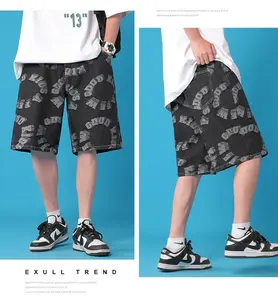 Jeans surdimensionnés personnalisés, shorts en jean délavés avec boutons latéraux pour hommes - Product Image 6